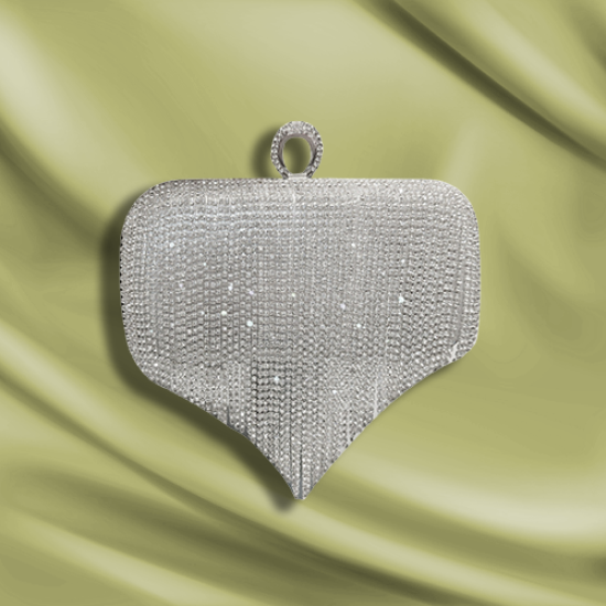 Mini fringed and diamond-encrusted dinner bag