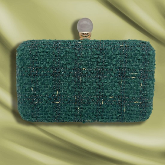 Tweed woven evening clutch bag