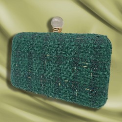 Tweed woven evening clutch bag