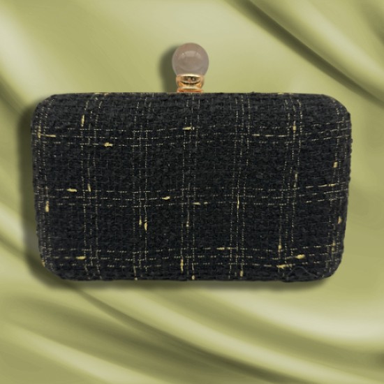 Tweed woven evening clutch bag