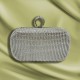 Silver Diamond-encrusted rhinestone hand bag