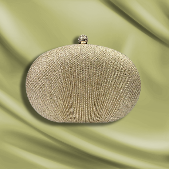 Golden Pleated sequin clutch bag